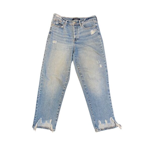 Calvin Klein Jeans Light Wash High Waisted Straight Leg distressed frayed hem - Picture 1 of 5